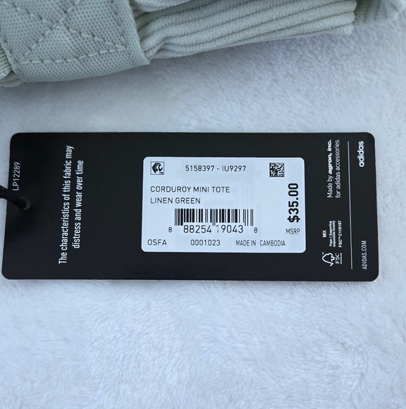 Adidas👟 Corduroy Mini Tote In Linen Green💚 - NWT - Picture 15 of 15
